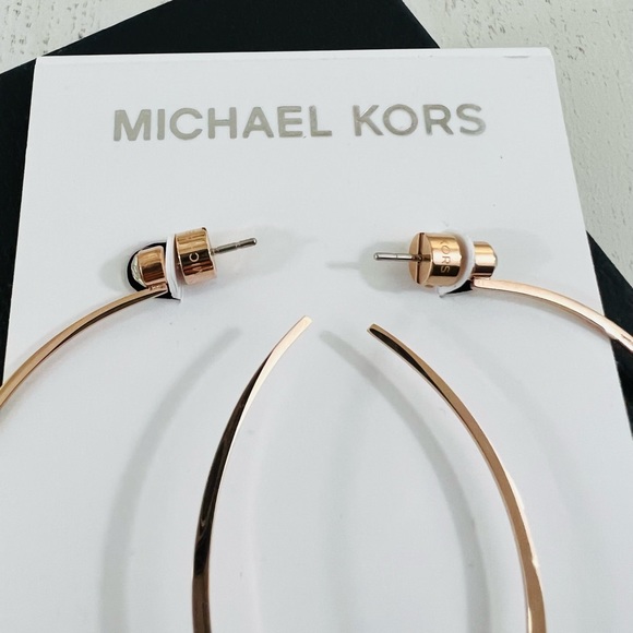 Michael Kors Rose Gold Stud Hoops Earrings - Picture 3 of 9